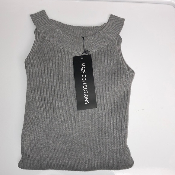 NWT Grey Cold Shoulder Dress Size Medium - Picture 5 of 5